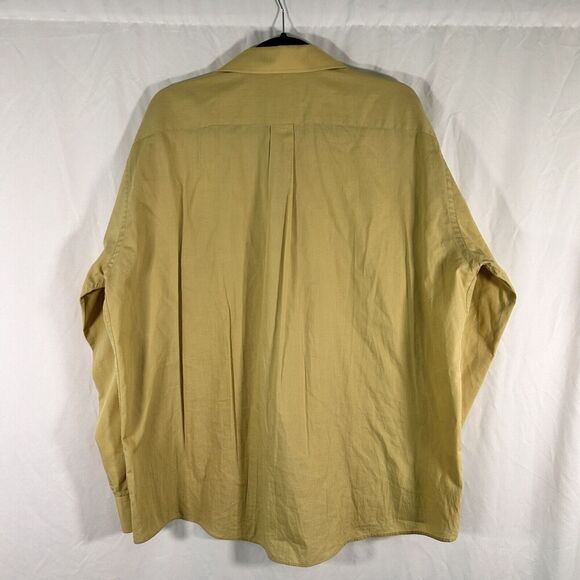 Linea Uomo Dress Shirt Mens 17.5 34/35 Yellow Button Up Long Sleeve - Picture 6 of 8